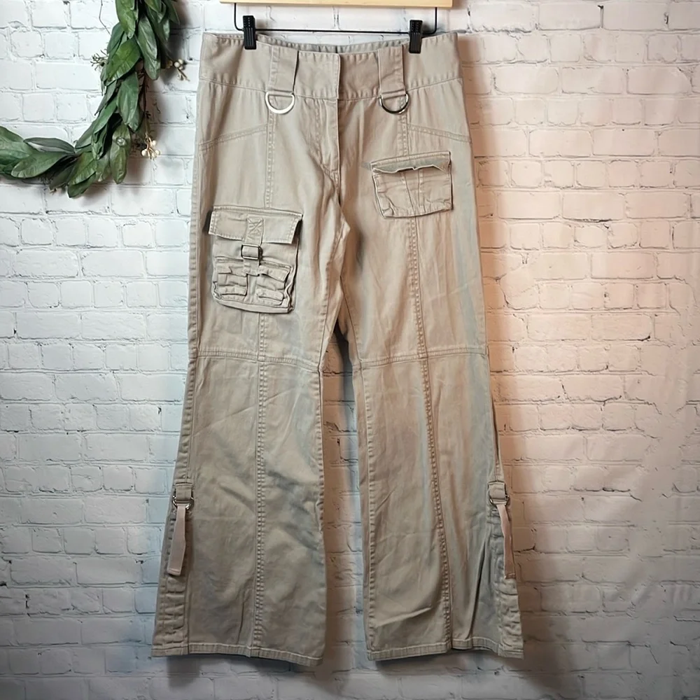 Y2K REWIND Tan Cargo Wide Leg Pants size 13